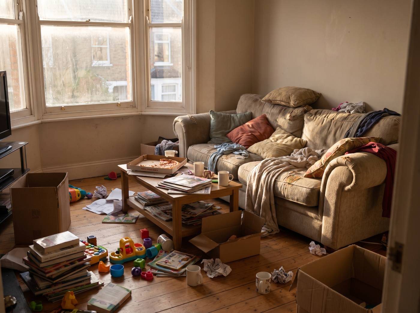 Living room before cleaning